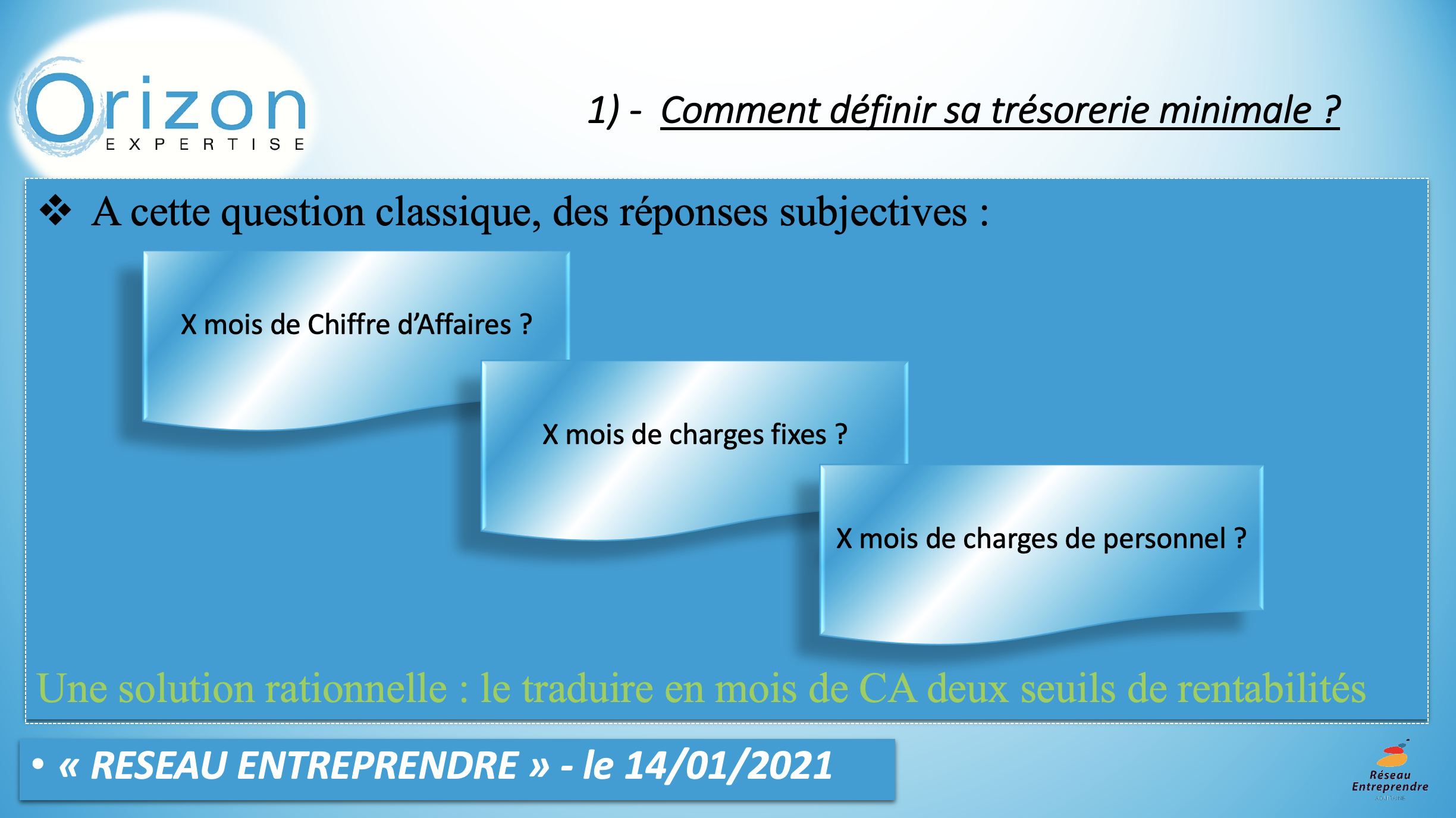 Réseau Entreprendre Aquitaine - Atelier la trésorerie - 14:01:2021 2