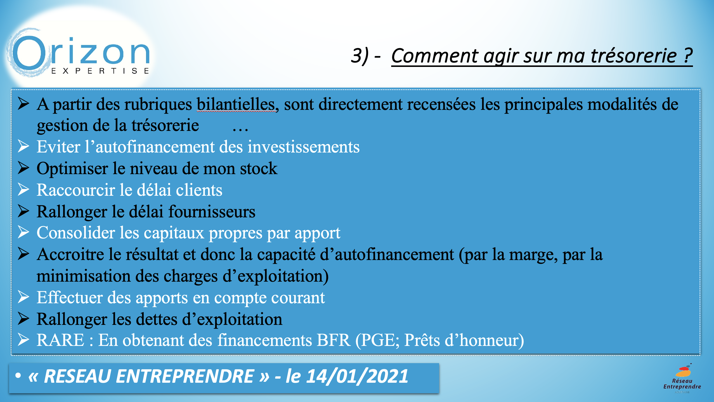 Réseau Entreprendre Aquitaine - Atelier la trésorerie - 14:01:2021 7